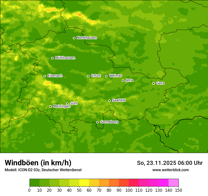 Modellkarten Windgeschwindigkeit