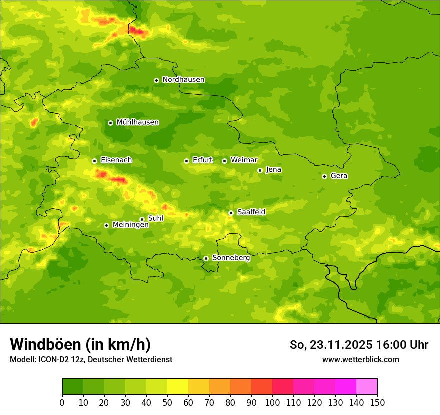 Modellkarten Windgeschwindigkeit