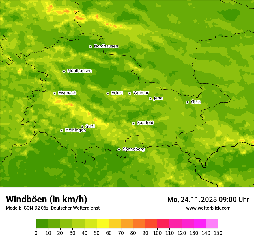 Modellkarten Windgeschwindigkeit