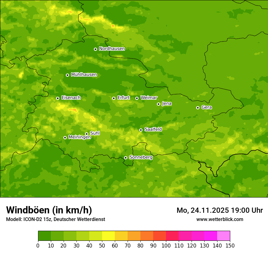 Modellkarten Windgeschwindigkeit