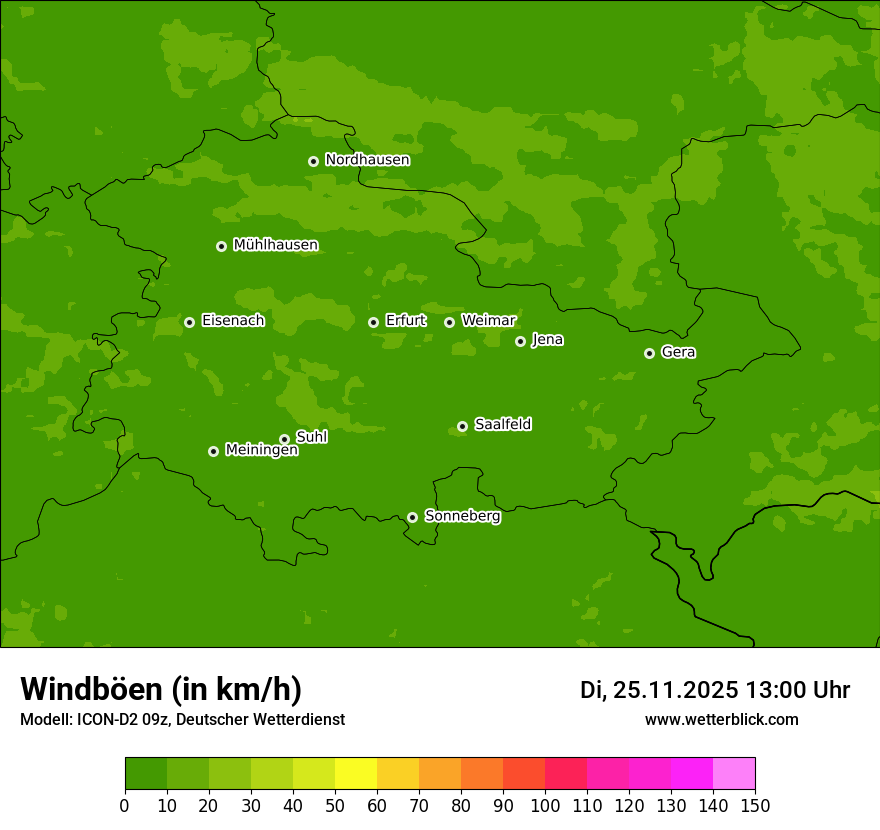 Modellkarten Windgeschwindigkeit