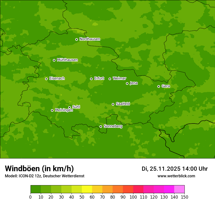 Modellkarten Windgeschwindigkeit