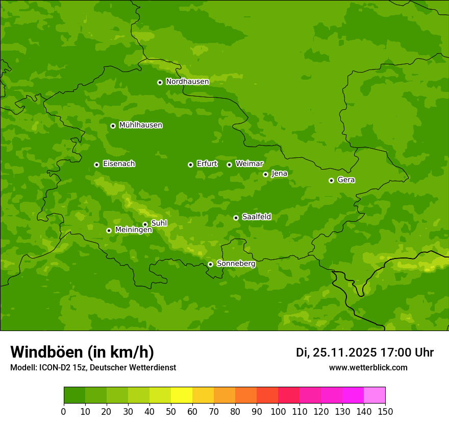 Modellkarten Windgeschwindigkeit
