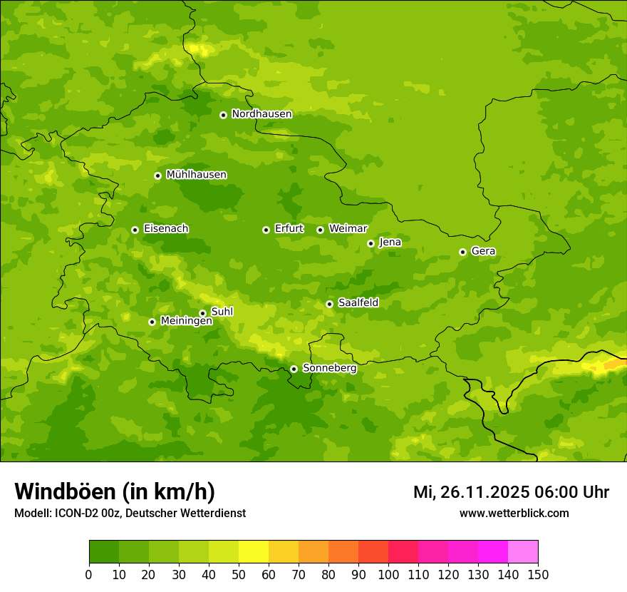 Modellkarten Windgeschwindigkeit