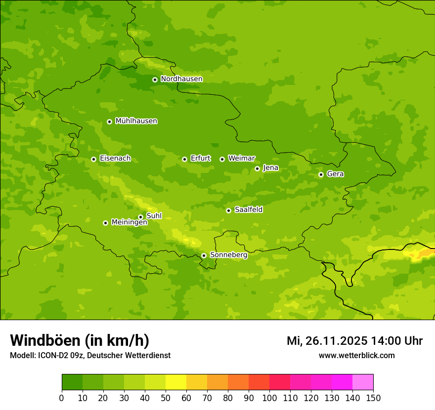 Modellkarten Windgeschwindigkeit