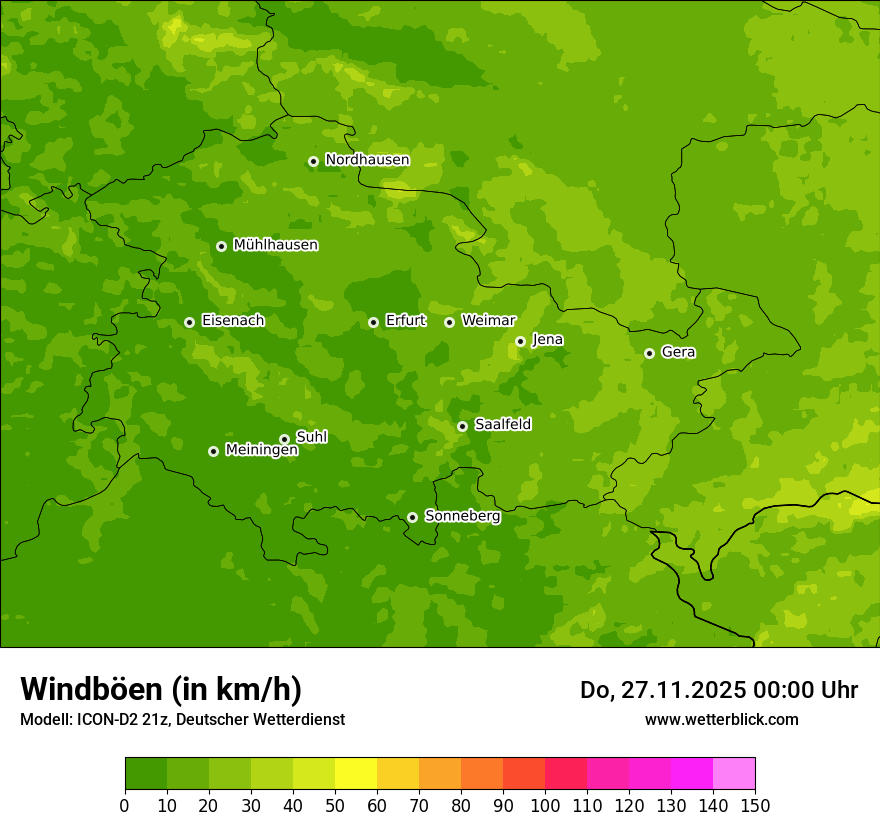Modellkarten Windgeschwindigkeit