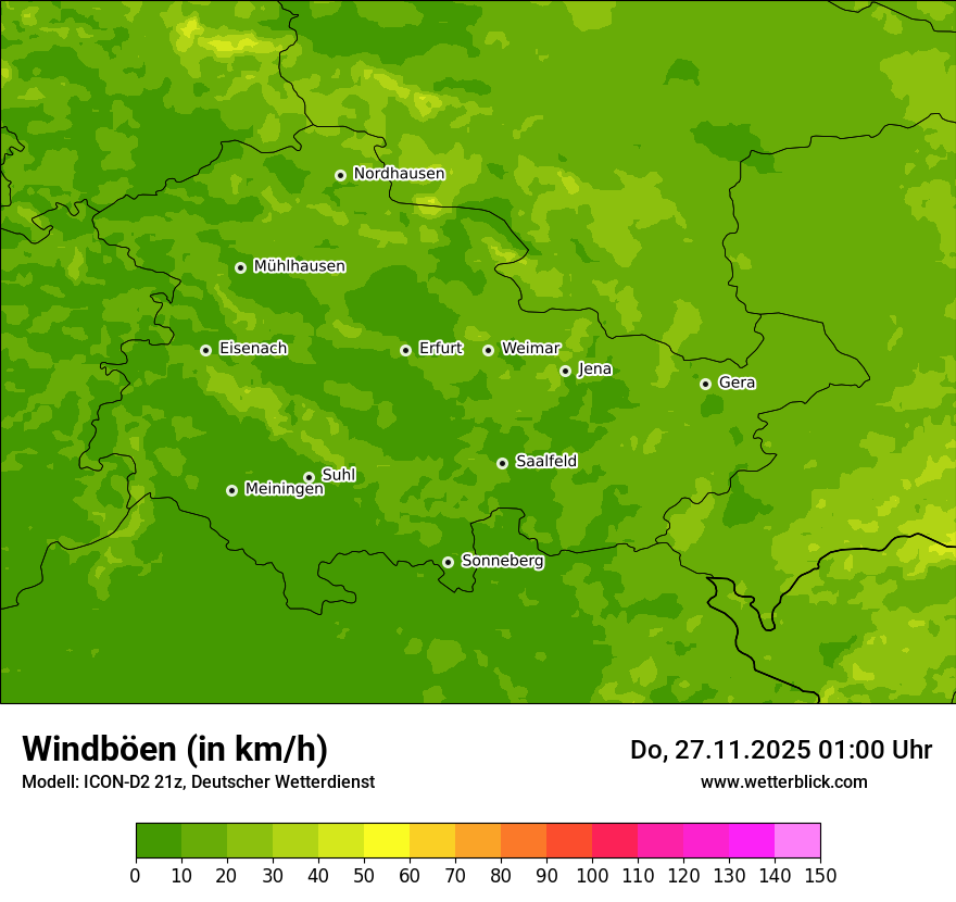 Modellkarten Windgeschwindigkeit