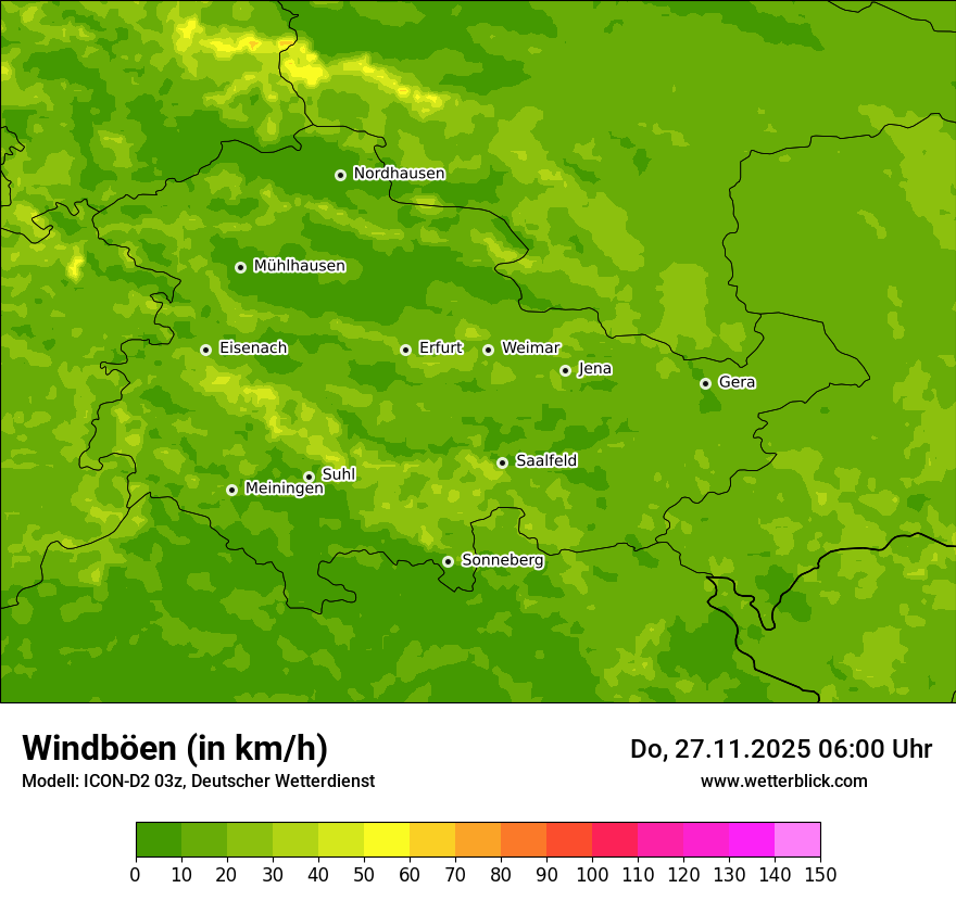 Modellkarten Windgeschwindigkeit