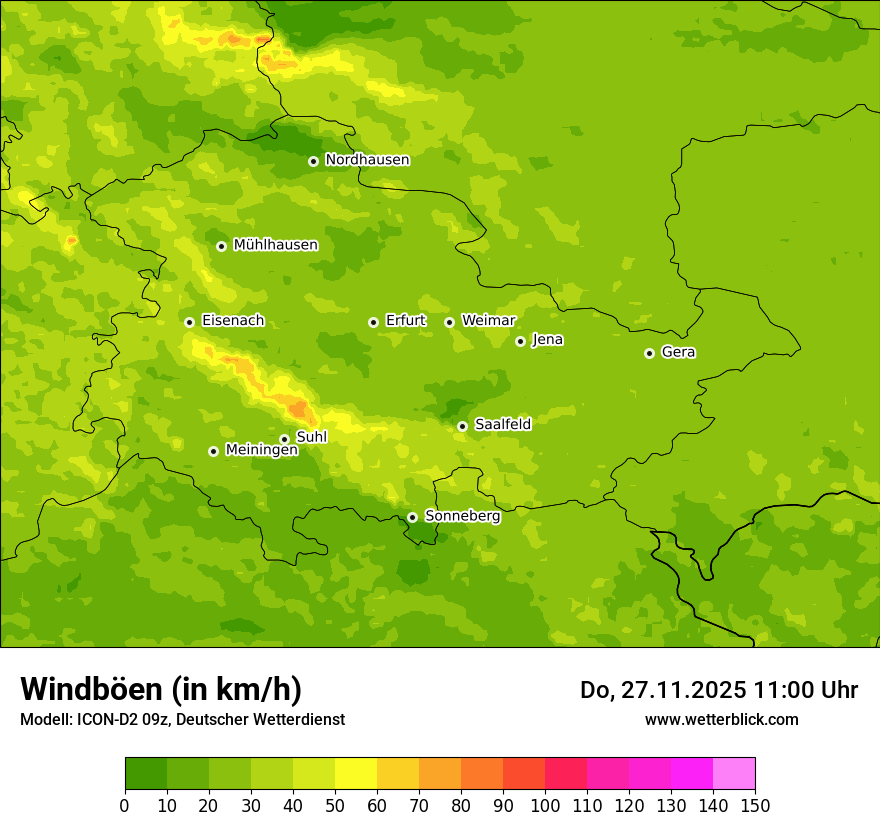 Modellkarten Windgeschwindigkeit