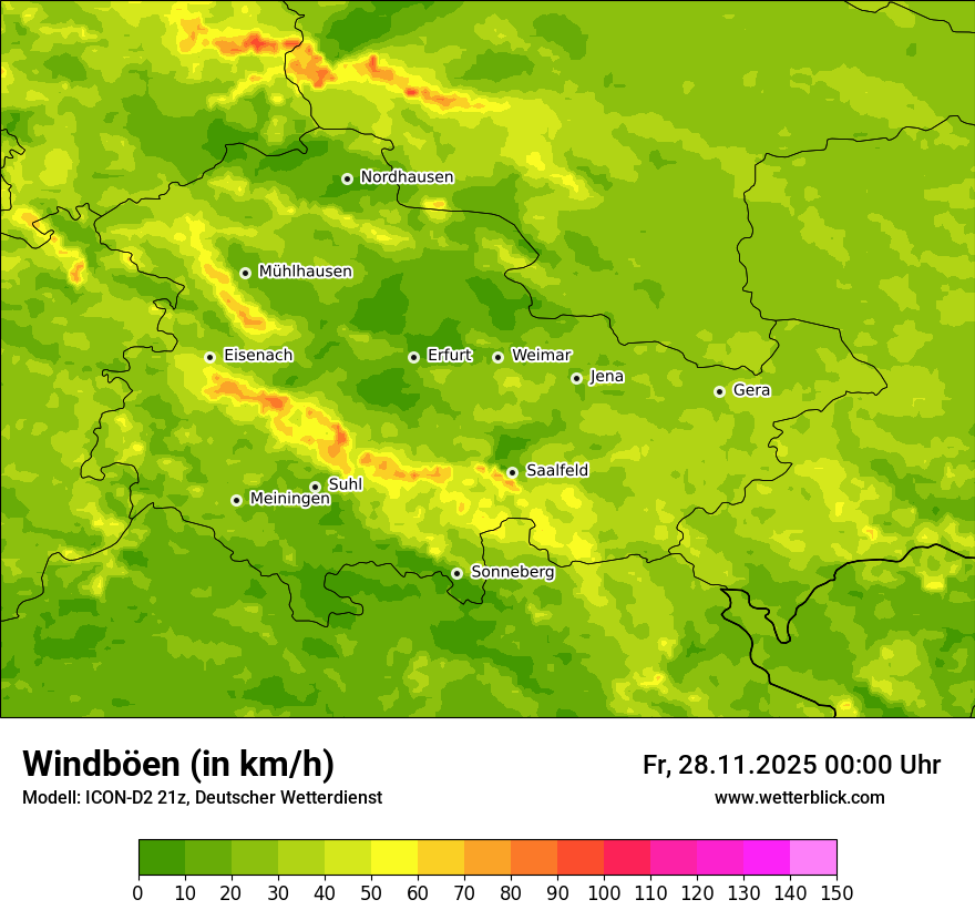 Modellkarten Windgeschwindigkeit