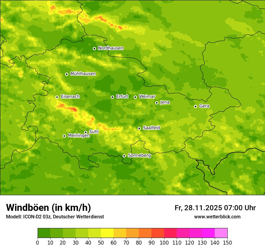 Modellkarten Windgeschwindigkeit