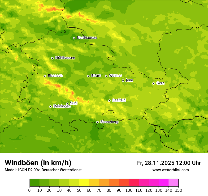 Modellkarten Windgeschwindigkeit