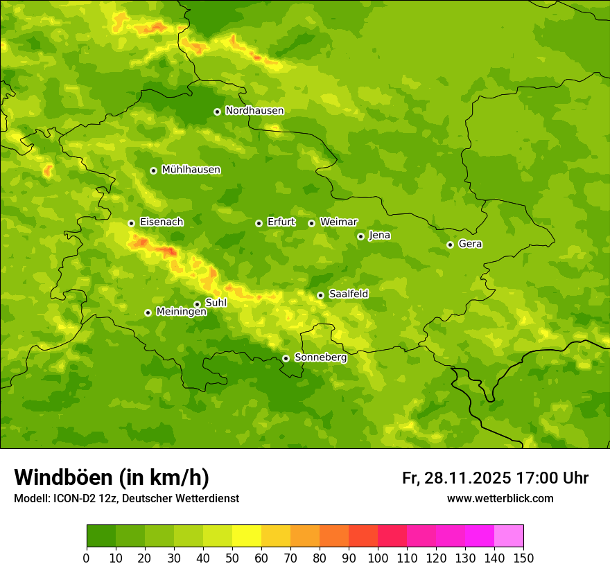 Modellkarten Windgeschwindigkeit