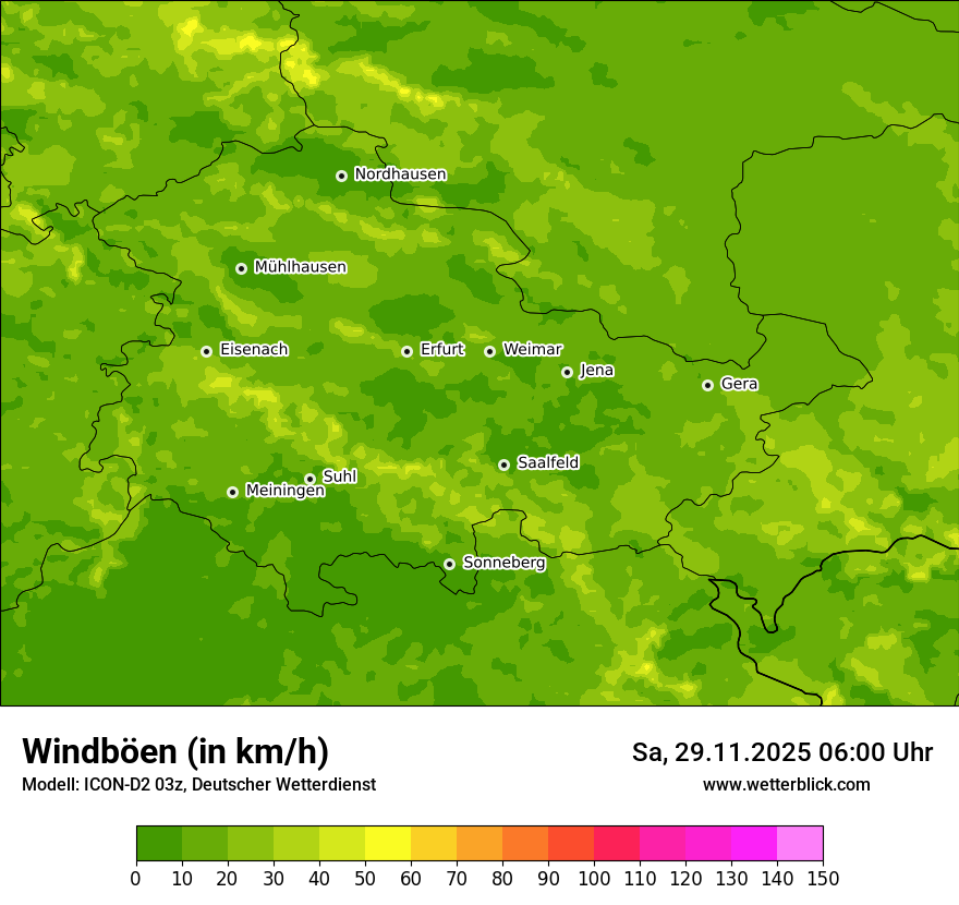 Modellkarten Windgeschwindigkeit