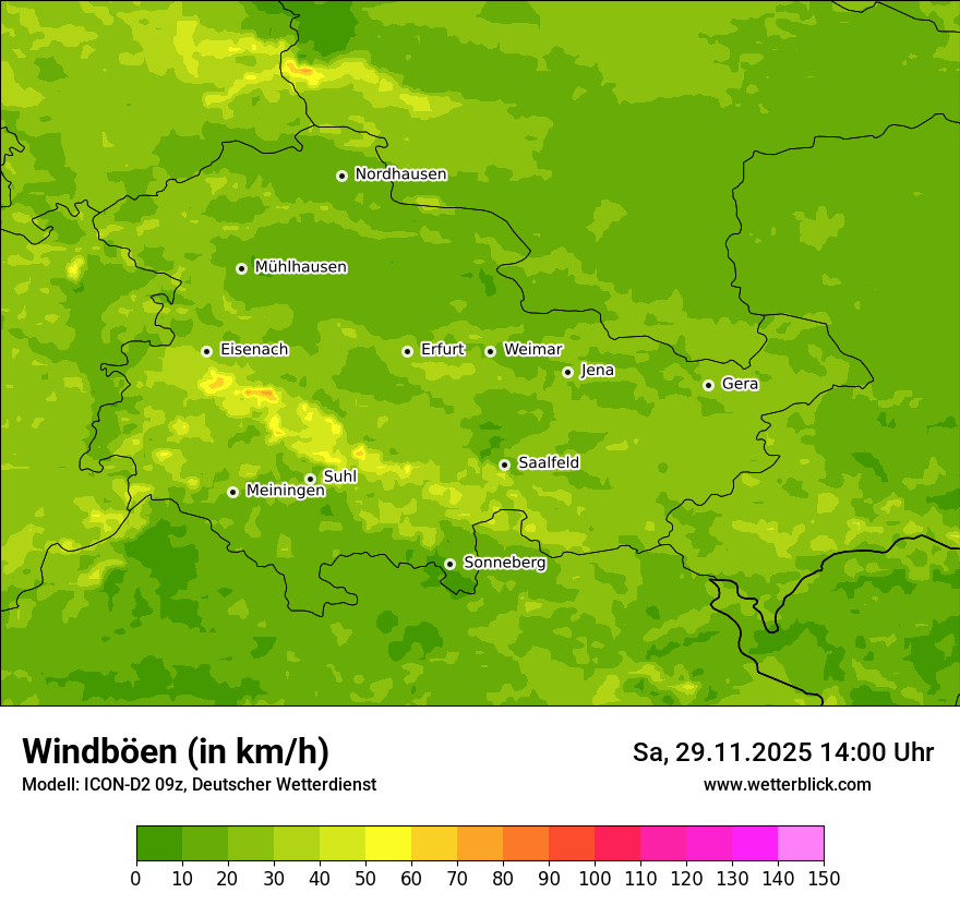 Modellkarten Windgeschwindigkeit