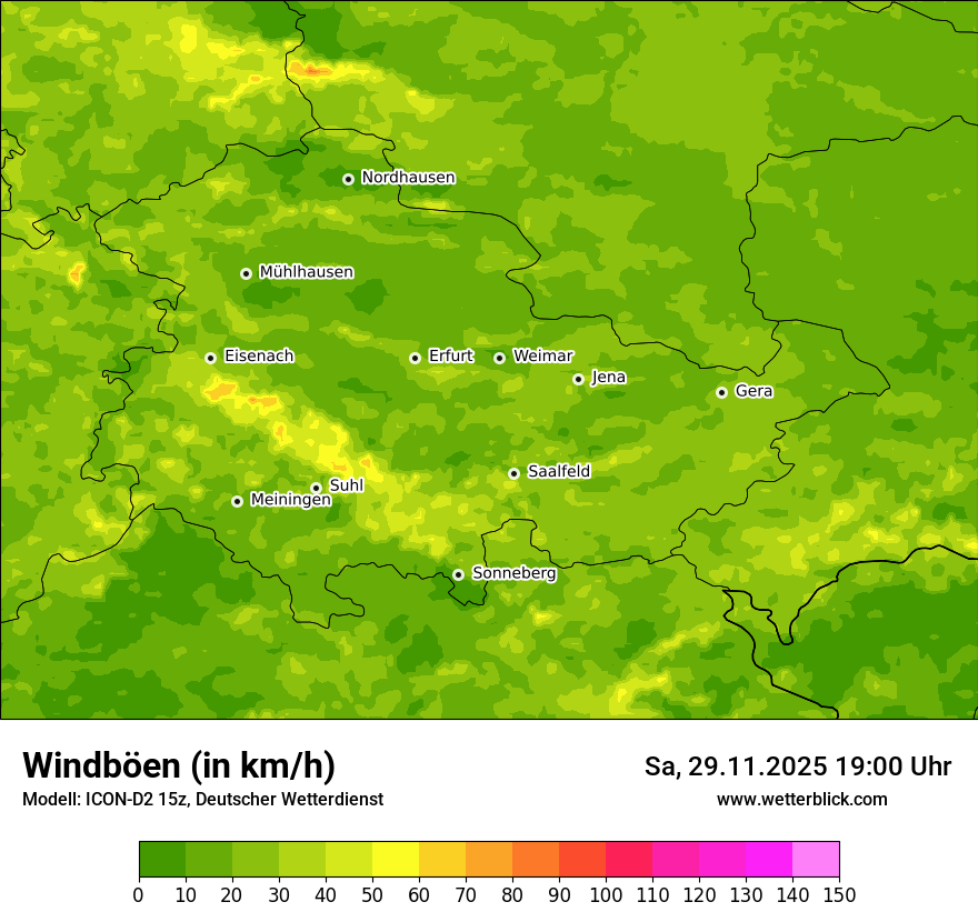 Modellkarten Windgeschwindigkeit