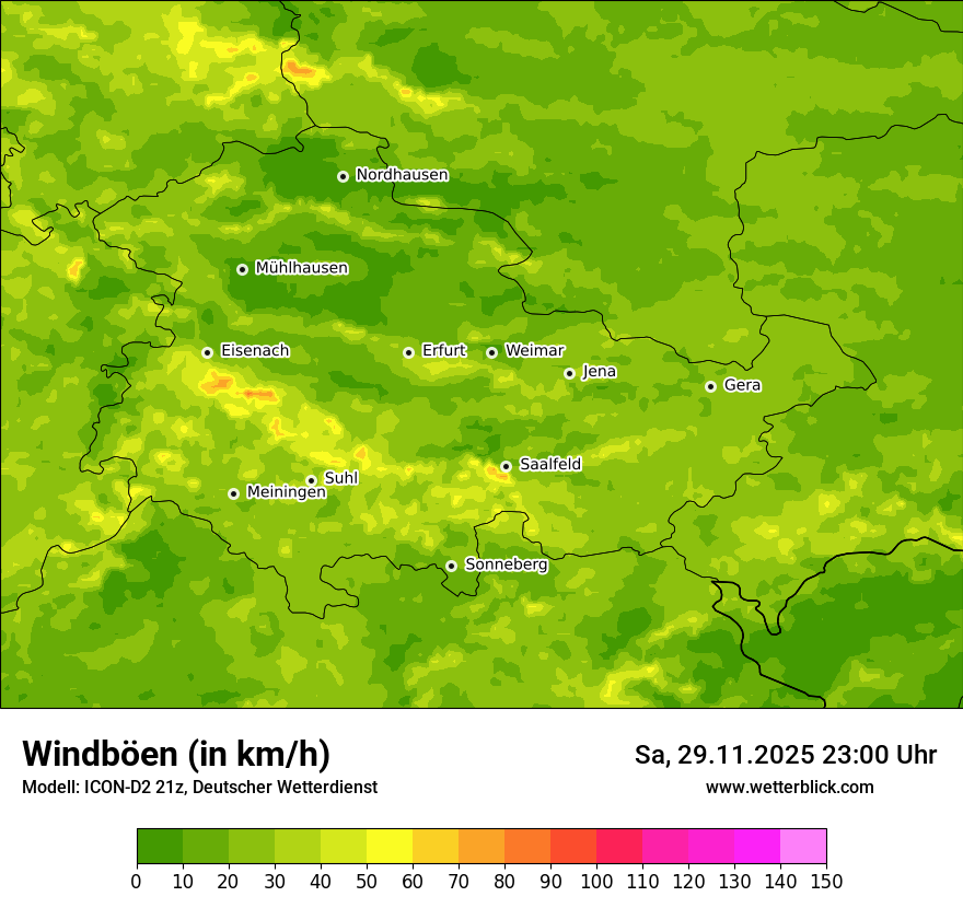 Modellkarten Windgeschwindigkeit