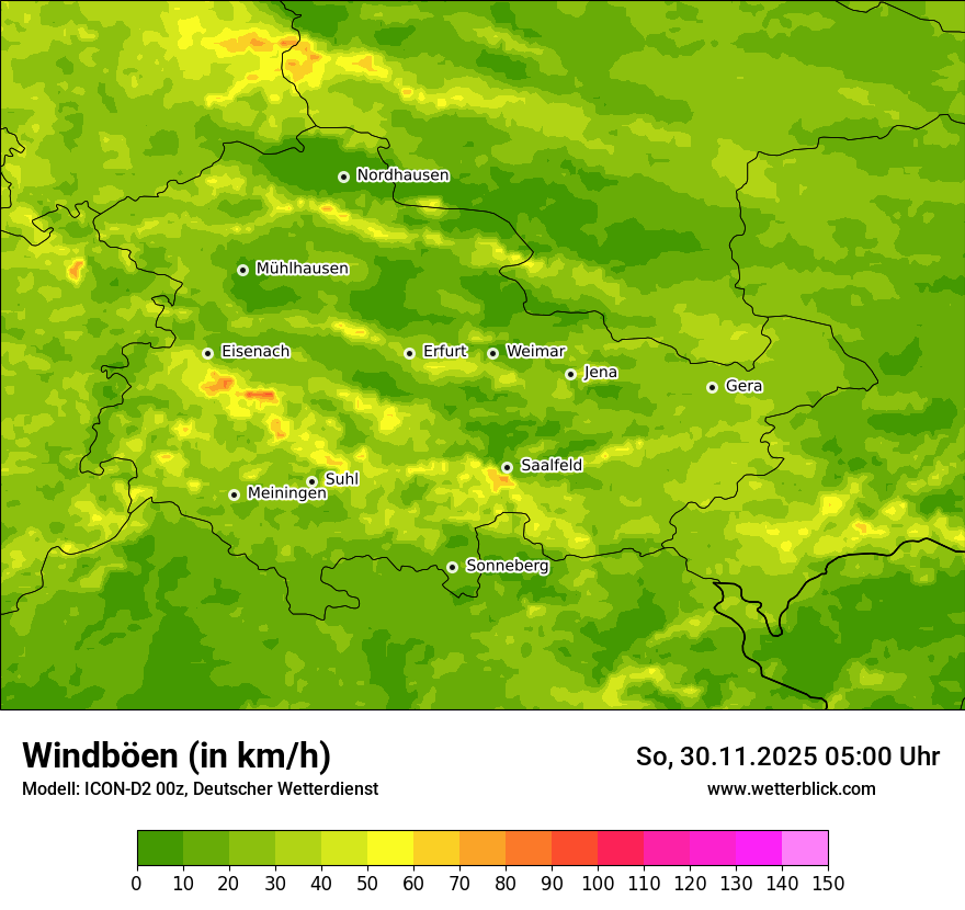 Modellkarten Windgeschwindigkeit