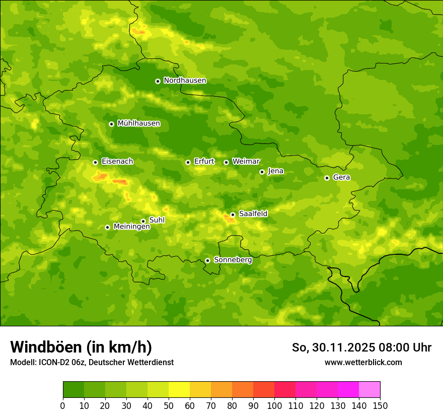 Modellkarten Windgeschwindigkeit