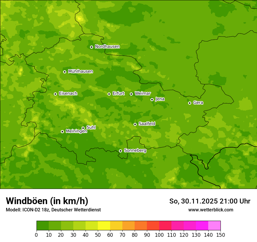 Modellkarten Windgeschwindigkeit