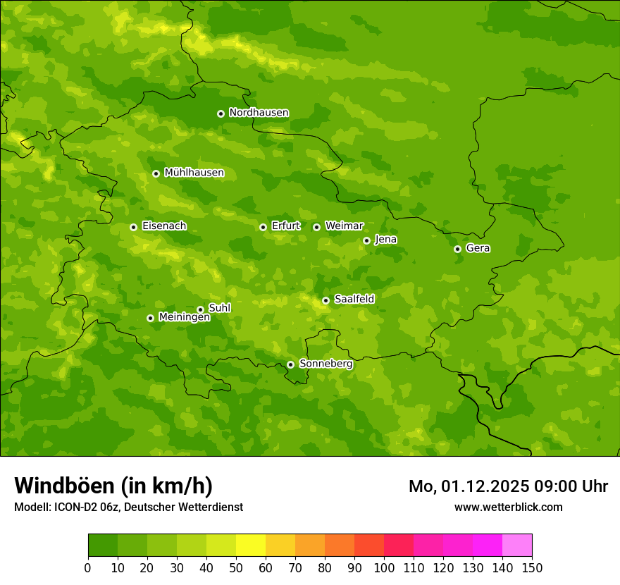 Modellkarten Windgeschwindigkeit