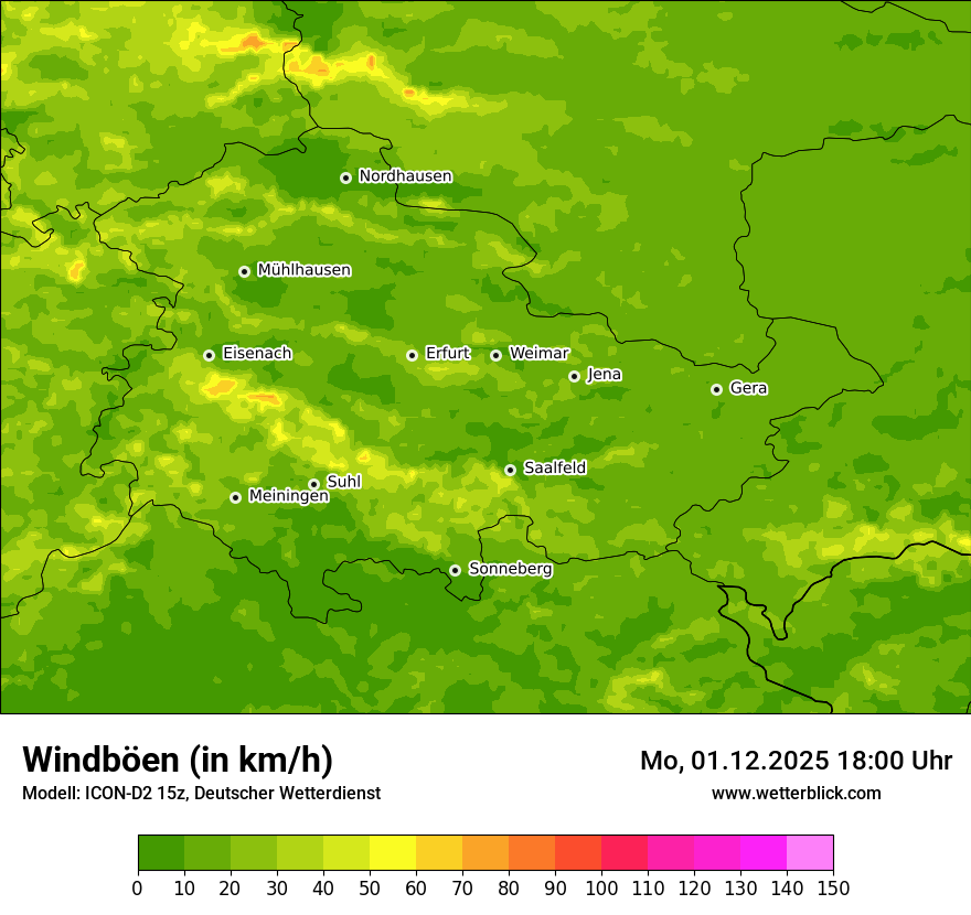 Modellkarten Windgeschwindigkeit
