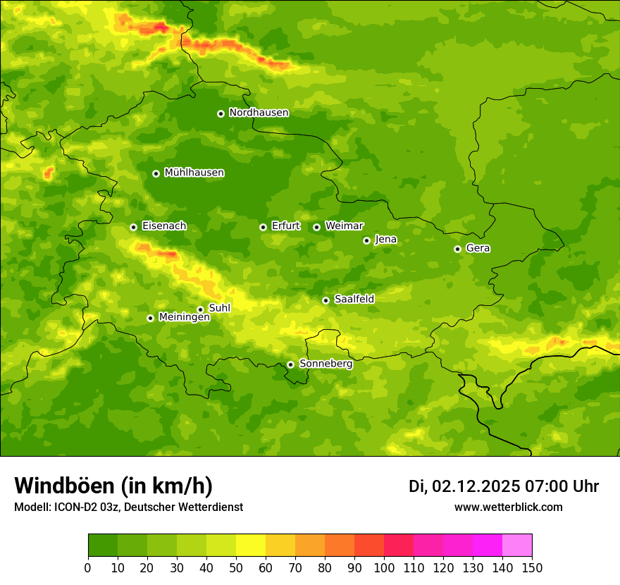 Modellkarten Windgeschwindigkeit