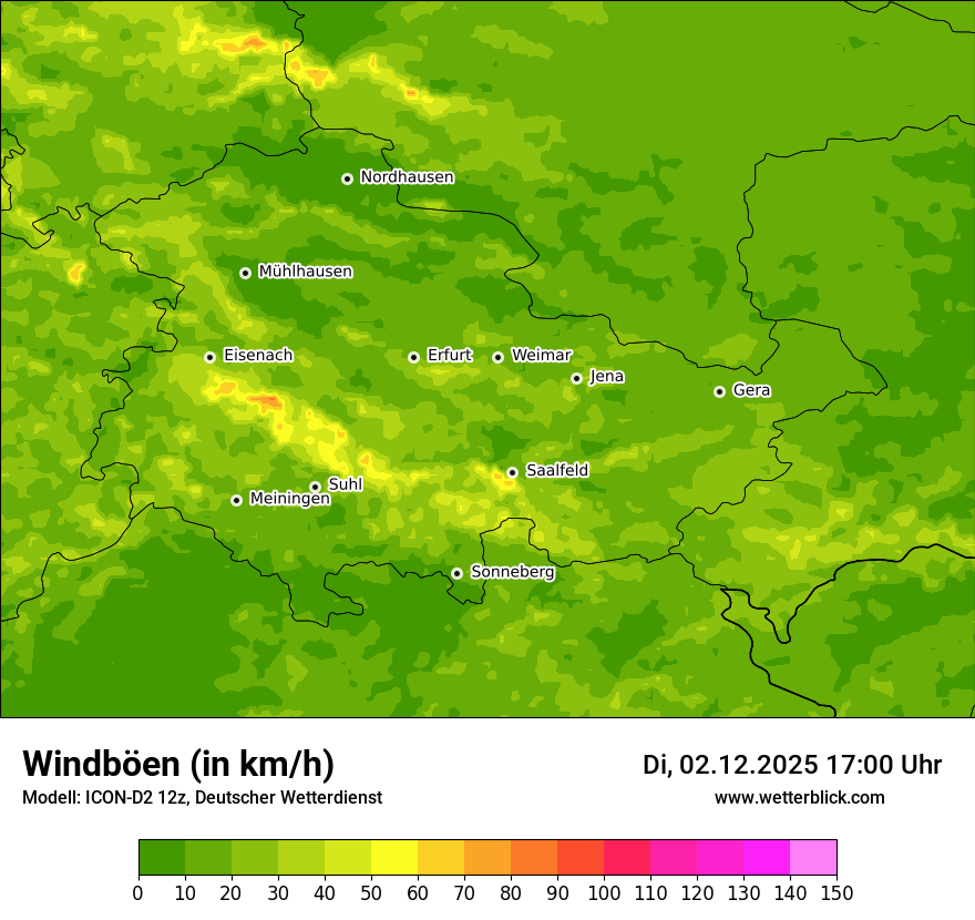 Modellkarten Windgeschwindigkeit