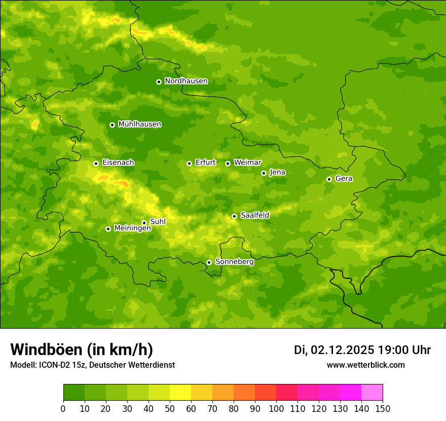 Modellkarten Windgeschwindigkeit