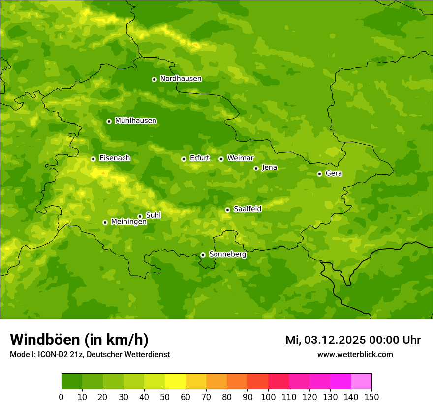 Modellkarten Windgeschwindigkeit