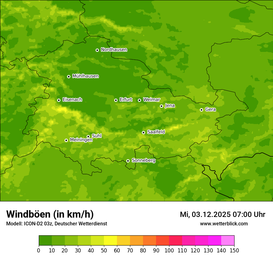 Modellkarten Windgeschwindigkeit