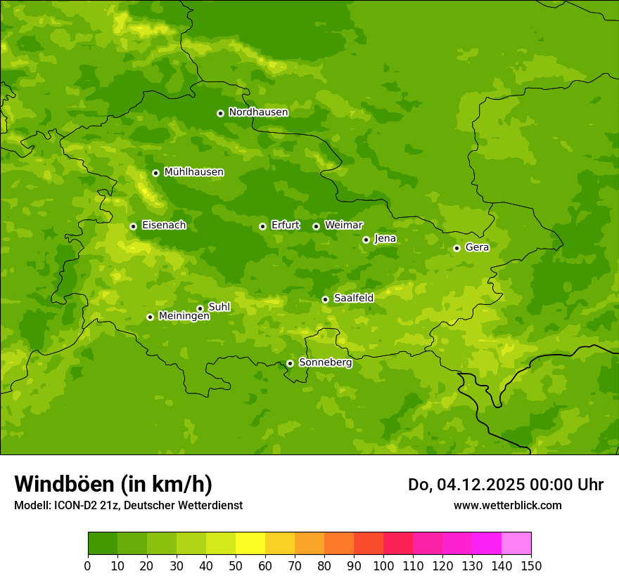 Modellkarten Windgeschwindigkeit