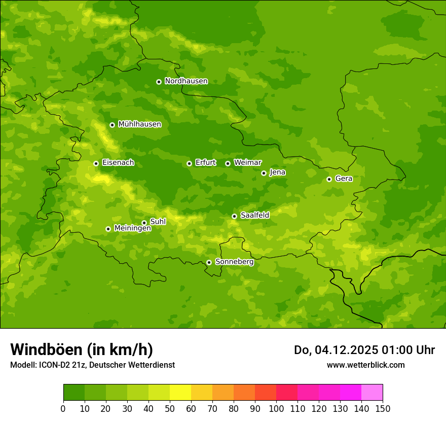 Modellkarten Windgeschwindigkeit