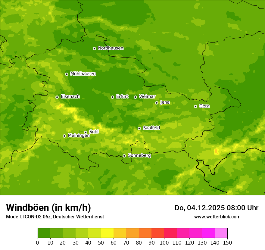 Modellkarten Windgeschwindigkeit
