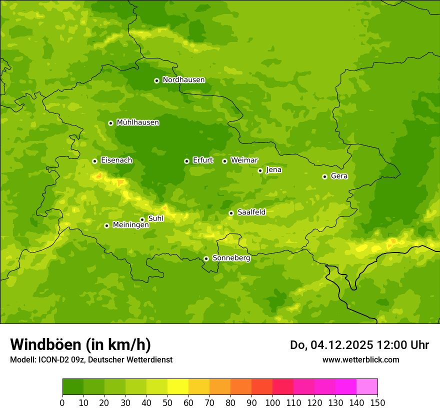 Modellkarten Windgeschwindigkeit