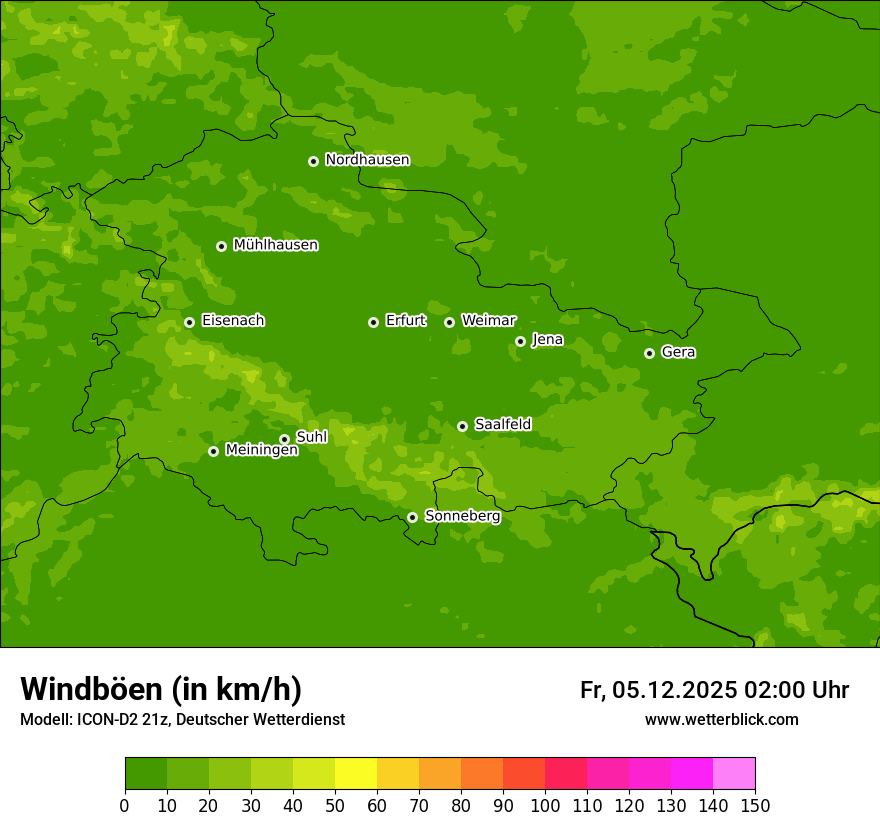 Modellkarten Windgeschwindigkeit