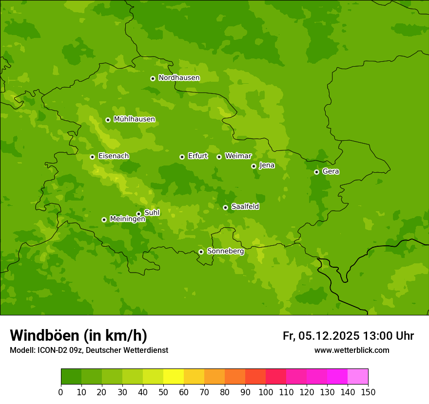 Modellkarten Windgeschwindigkeit