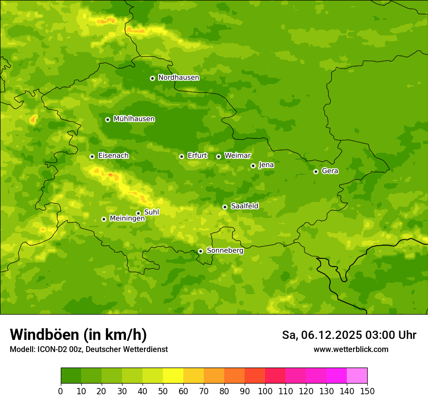 Modellkarten Windgeschwindigkeit