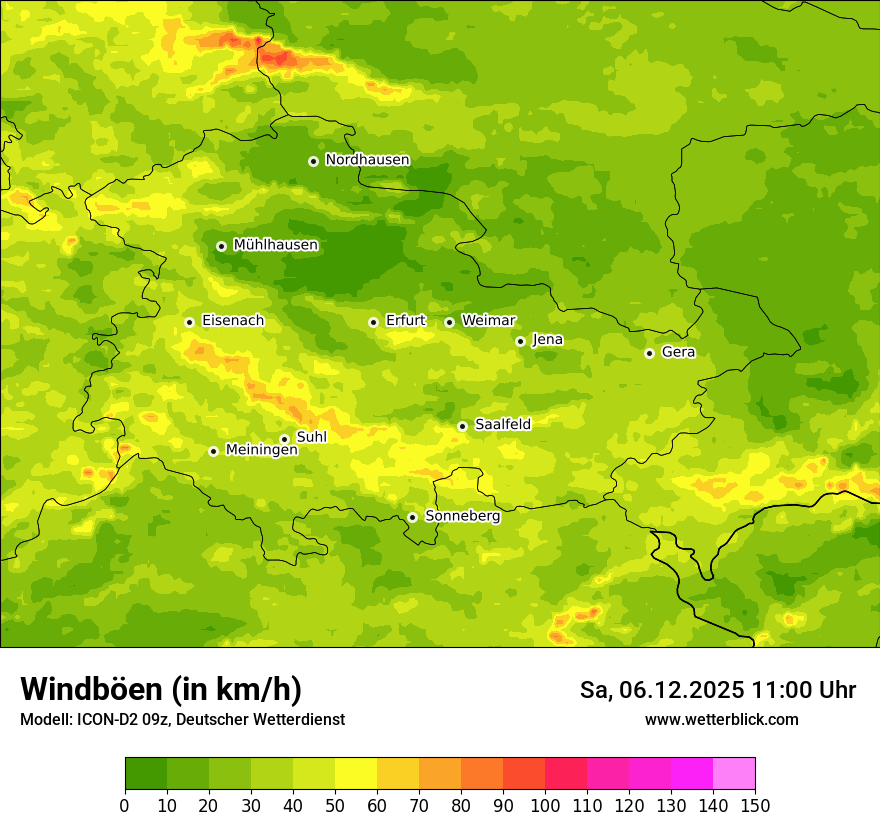 Modellkarten Windgeschwindigkeit