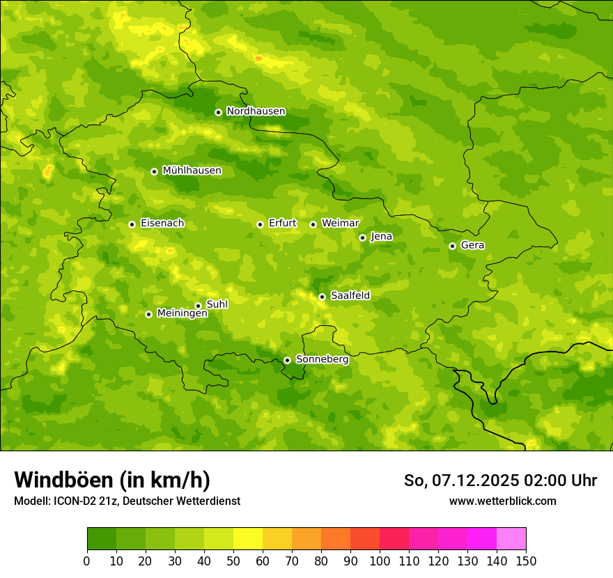 Modellkarten Windgeschwindigkeit