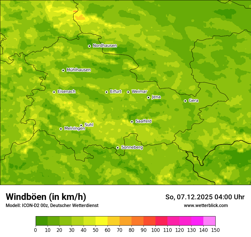 Modellkarten Windgeschwindigkeit