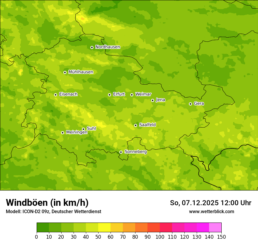 Modellkarten Windgeschwindigkeit