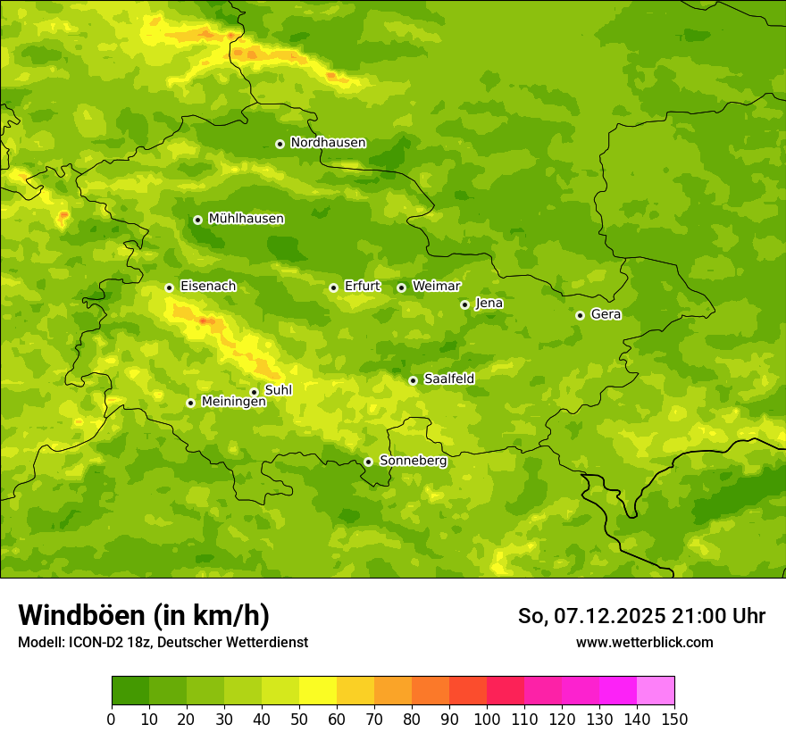Modellkarten Windgeschwindigkeit