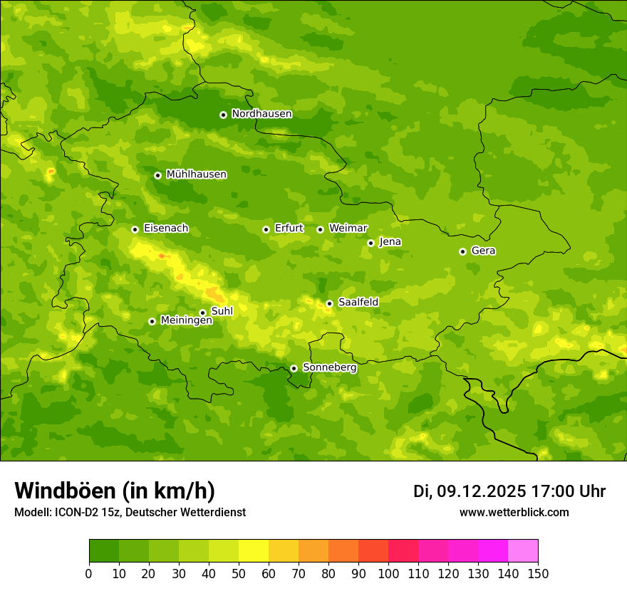 Modellkarten Windgeschwindigkeit