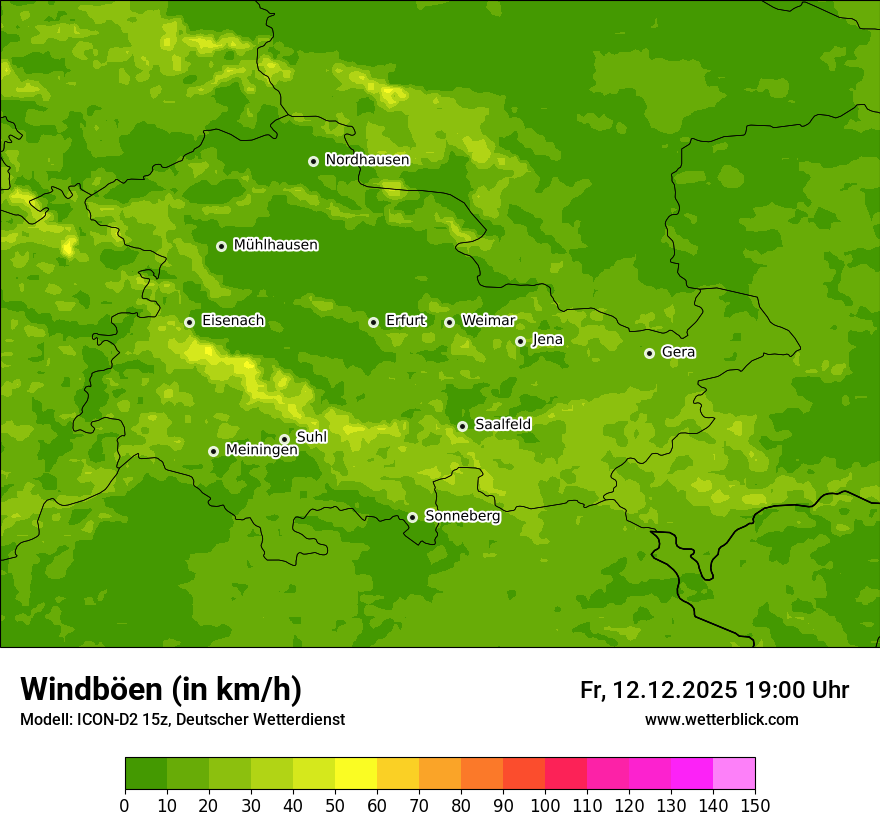 Modellkarten Windgeschwindigkeit