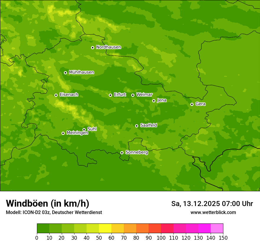 Modellkarten Windgeschwindigkeit