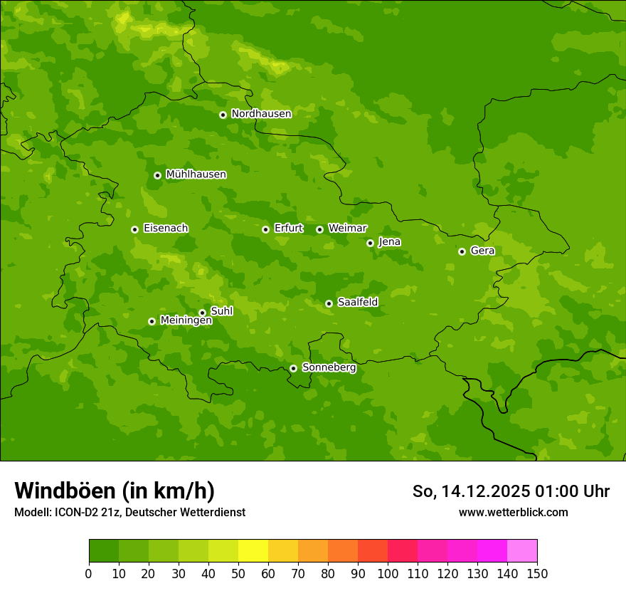 Modellkarten Windgeschwindigkeit
