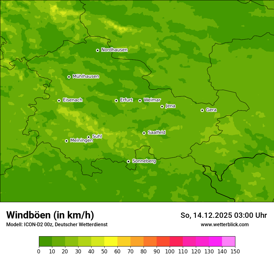 Modellkarten Windgeschwindigkeit