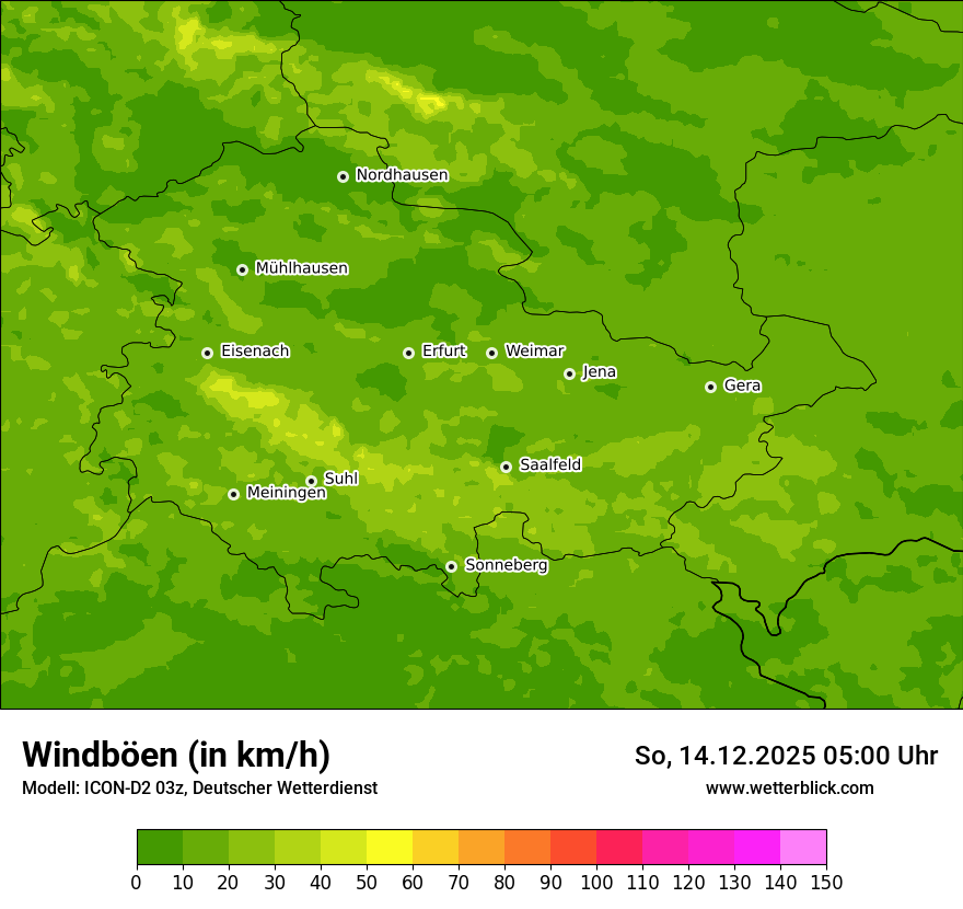 Modellkarten Windgeschwindigkeit