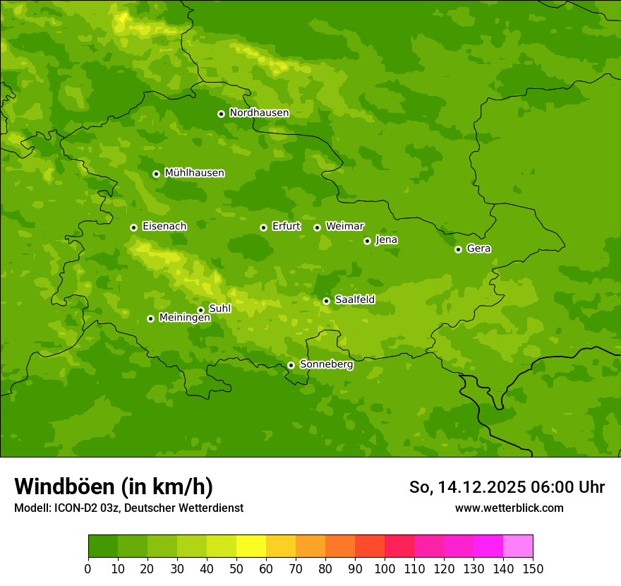 Modellkarten Windgeschwindigkeit